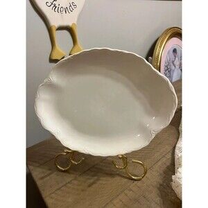 Antique ironstone white scalloped edge platter